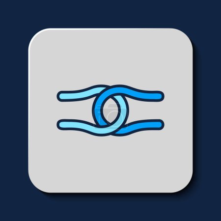 Illustration for Filled outline Rope tied in a knot icon isolated on blue background.  Vector - Royalty Free Image