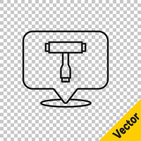Illustration for Black line Multi-Function All-In-One portable skate tool T-tool for skateboard, longboard, electric skateboard icon isolated on transparent background.  Vector - Royalty Free Image