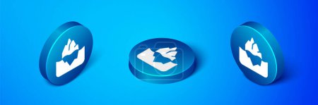 Illustration for Isometric Iceberg icon isolated on blue background. Blue circle button. Vector - Royalty Free Image
