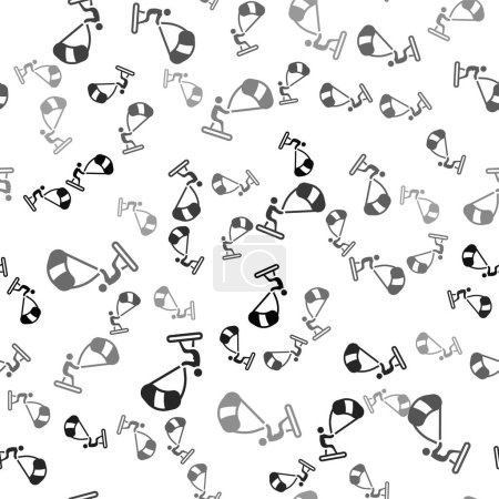 Ilustración de Kitesurf Negro icono aislado patrón sin costuras sobre fondo blanco. Vector - Imagen libre de derechos
