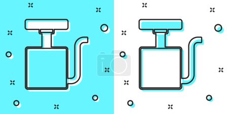 Illustration for Black line Handle detonator for dynamite icon isolated on green and white background. Random dynamic shapes. Vector - Royalty Free Image