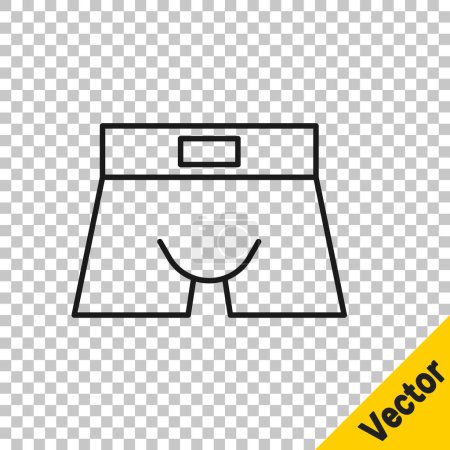 Black line Men underpants icon isolated on transparent background. Man underwear.  Vector