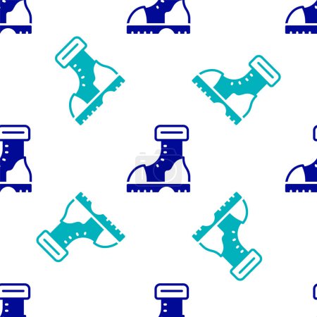 Illustration for Blue Waterproof rubber boot icon isolated seamless pattern on white background. Gumboots for rainy weather, fishing, gardening. Vector. - Royalty Free Image