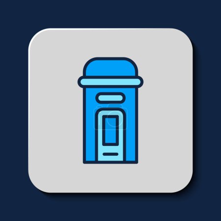 Illustration for Filled outline London phone booth icon isolated on blue background. Classic english booth phone in london. English telephone street box.  Vector - Royalty Free Image