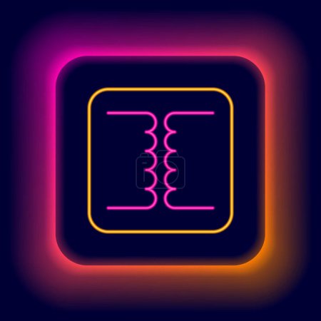 Glowing neon line Electrical transformer icon isolated on black background. Colorful outline concept. Vector