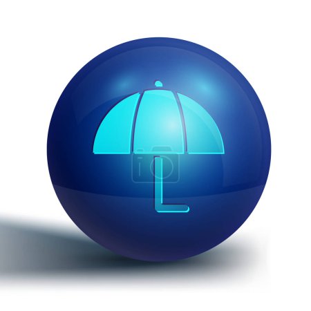 Ilustración de Blue Umbrella icon isolated on white background. Insurance concept. Waterproof icon. Protection, safety, security concept. Blue circle button. Vector. - Imagen libre de derechos