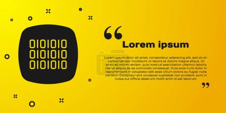 Illustration for Black Binary code icon isolated on yellow background.  Vector - Royalty Free Image