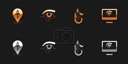 Téléchargez les illustrations : Set Cross ankh, Eye of Horus, anubis égyptien et sur l'icône de l'écran. Vecteur - en licence libre de droit