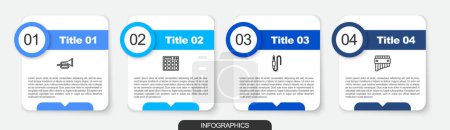 Illustration for Set line Trumpet, Drum machine, Audio jack and Pan flute. Business infographic template. Vector - Royalty Free Image
