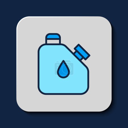 contour rempli Boîte pour liquides inflammables icône isolée sur fond bleu. Pétrole ou biocarburant, produits chimiques explosifs, substances dangereuses. Vecteur