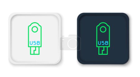 Téléchargez les illustrations : Ligne USB icône du lecteur flash isolé sur fond blanc. Concept de contour coloré. Vecteur - en licence libre de droit