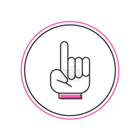 Ilustración de Esquema relleno Número 1 un guante de mano del ventilador con el dedo levantado icono aislado sobre fondo blanco. Símbolo de apoyo del equipo en las competiciones. Vector - Imagen libre de derechos