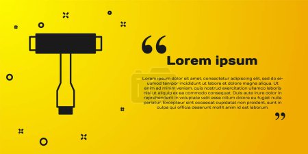 Illustration for Black Multi-Function All-In-One portable skate tool T-tool for skateboard, longboard, electric skateboard icon isolated on yellow background.  Vector - Royalty Free Image
