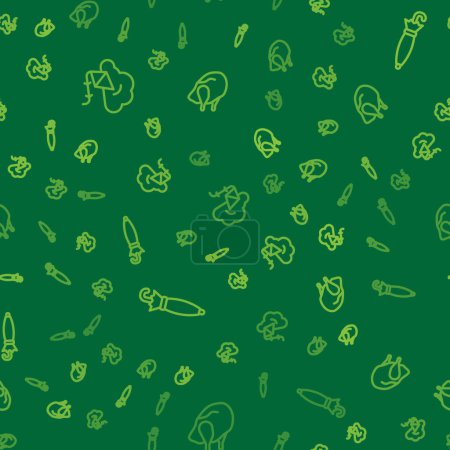 Ilustración de Establecer línea de cometa, paraguas y pavo asado o pollo en el patrón sin costuras. Vector - Imagen libre de derechos