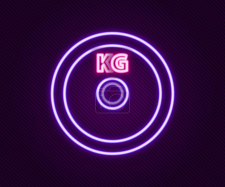 Illustration for Glowing neon line Weight plate icon isolated on black background. Equipment for bodybuilding sport, workout exercise and fitness. Colorful outline concept. Vector - Royalty Free Image