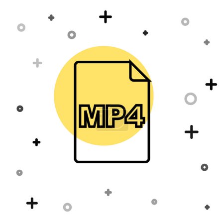 Illustration for Black line MP4 file document. Download mp4 button icon isolated on white background. MP4 file symbol. Random dynamic shapes. Vector - Royalty Free Image
