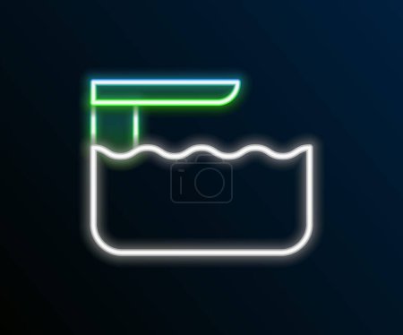 Illustration for Glowing neon line Diving board or springboard icon isolated on black background. Colorful outline concept. Vector - Royalty Free Image