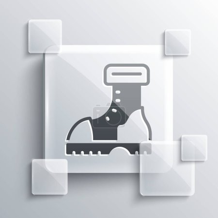 Illustration for Grey Waterproof rubber boot icon isolated on grey background. Gumboots for rainy weather, fishing, gardening. Square glass panels. Vector. - Royalty Free Image