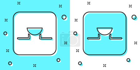 Illustration for Black line Buzzer in electronic circuit icon isolated on green and white background. Random dynamic shapes. Vector - Royalty Free Image