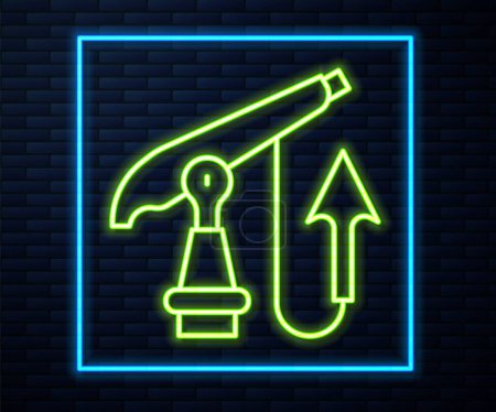 Illustration for Glowing neon line Fishing harpoon icon isolated on brick wall background. Fishery manufacturers for catching fish under water. Diving underwater equipment.  Vector. - Royalty Free Image