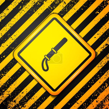 Illustration for Black Police rubber baton icon isolated on yellow background. Rubber truncheon. Police Bat. Police equipment. Warning sign. Vector - Royalty Free Image