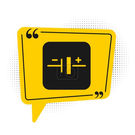 Illustration for Black DC voltage source icon isolated on white background. Yellow speech bubble symbol. Vector - Royalty Free Image