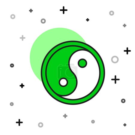 Ilustración de Filled outline Yin Yang symbol of harmony and balance icon isolated on white background.  Vector - Imagen libre de derechos