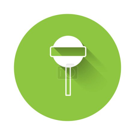Ilustración de Icono de piruleta blanca aislado con fondo de sombra largo. Comida, delicioso símbolo. Botón círculo verde. Vector - Imagen libre de derechos
