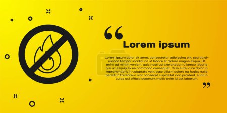 Black No fire icon isolated on yellow background. Fire prohibition and forbidden.  Vector
