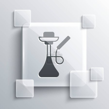Illustration for Grey Hookah icon isolated on grey background. Square glass panels. Vector - Royalty Free Image