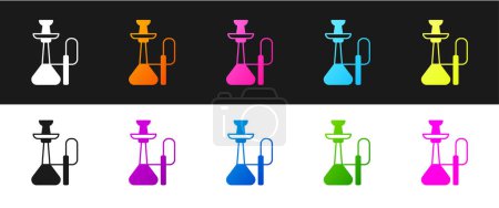 Illustration for Set Hookah icon isolated on black and white background.  Vector - Royalty Free Image