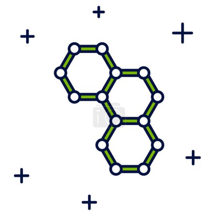 Ilustración de Esquema rellenado Icono de fórmula química aislado sobre fondo blanco. hexágono abstracto para la innovación medicina, salud, investigación y ciencia. Vector - Imagen libre de derechos