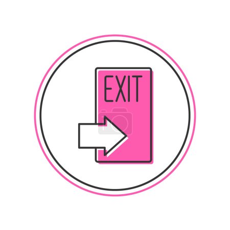 Filled outline Fire exit icon isolated on white background. Fire emergency icon.  Vector
