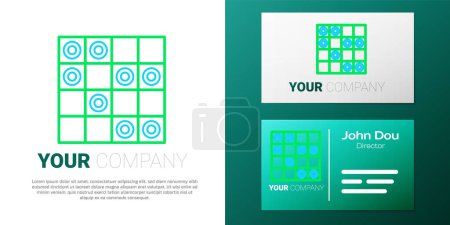 Line Board game of checkers icon isolated on white background. Ancient Intellectual board game. Chess board. White and black chips. Colorful outline concept. Vector