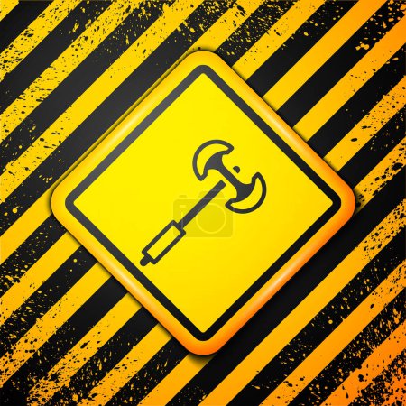 Black Medieval poleaxe icon isolated on yellow background. Warning sign. Vector