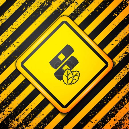 Black Medical nicotine patches icon isolated on yellow background. Anti-tobacco medical plaster. Warning sign. Vector