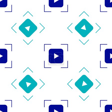 Blue Camera focus frame line icon isolated seamless pattern on white background.  Vector