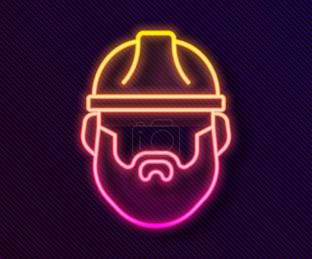 Illustration for Glowing neon line Bearded lumberjack man icon isolated on black background.  Vector - Royalty Free Image