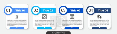 Set line Chess, Rubik cube, Bingo and Tic tac toe game. Business infographic template. Vector