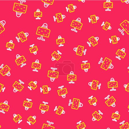 Line Magic ball on table icon isolated seamless pattern on red background. Crystal ball.  Vector