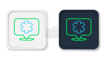 Illustration for Line Medical symbol of the Emergency - Star of Life icon isolated on white background. Colorful outline concept. Vector - Royalty Free Image