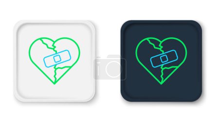 Line Healed broken heart or divorce icon isolated on white background. Shattered and patched heart. Love symbol. Valentines day. Colorful outline concept. Vector