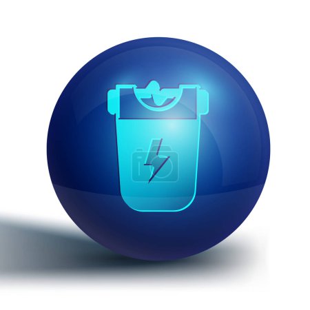 Blaues Elektroschocker-Symbol der Polizei isoliert auf weißem Hintergrund. Schocker zum Schutz. Taser ist eine Elektrowaffe. Blauer Kreis-Knopf. Vektor