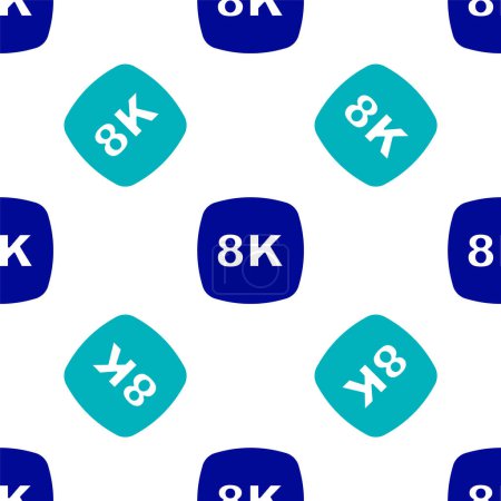 Illustration for Blue 8k Ultra HD icon isolated seamless pattern on white background.  Vector - Royalty Free Image