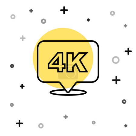 Illustration for Black line 4k Ultra HD icon isolated on white background. Random dynamic shapes. Vector - Royalty Free Image