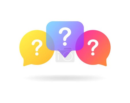 Illustration for FAQ. Flat, color, important questions, speech bubble with a question mark. Vector icons. - Royalty Free Image