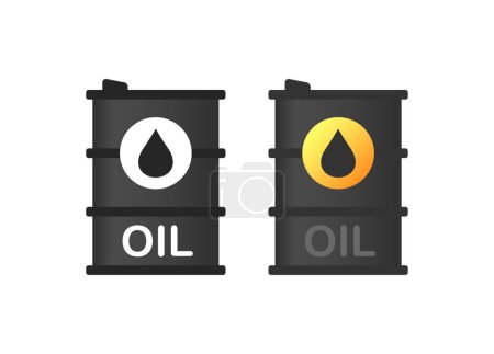 Illustration for Oil. Flat, grey, barrel of oil, technical oil. Vector icons. - Royalty Free Image