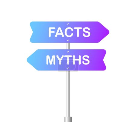Illustration for Facts and myths buttons. Flat, color, facts are right, myths are false. Vector illustration - Royalty Free Image