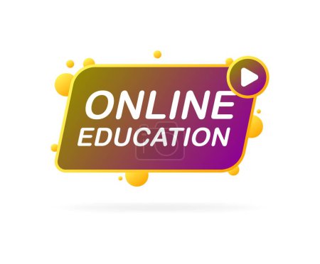 Illustration for Online education button. Flat, color, online education, online learning. Vector illustration - Royalty Free Image