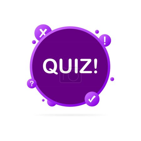 QUIZ sign. Flat, purple, quiz time, quiz circle. Vector icon